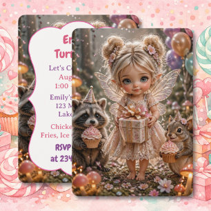Invitation Fée Blonde Fantaisiste de la Forêt pour Anniversai