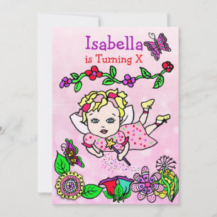 Invitation Fée caucasienne aux cheveux blonds Anniversaire