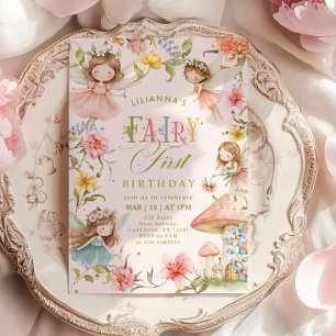 Invitation Fée Colorée Premier Anniversaire Jardin Enchanté