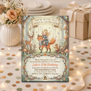 Invitation Fée Dame Forêt Fantaisiste 10ème Anniversaire