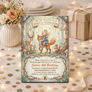 Invitation Fée Dame Forêt Fantaisiste 4ème Anniversaire
