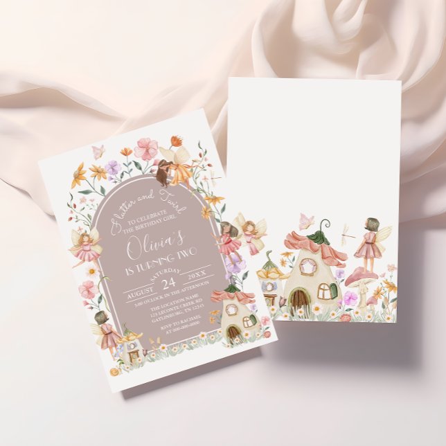 Invitation Fée de Fleur sauvage de Blush Muet Anniversaire (Créateur téléchargé)