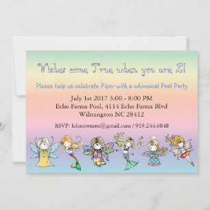 Invitation Fée de la Sirène d'Ange de la Fête au Piscine Fant
