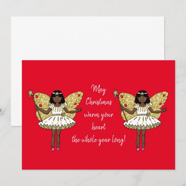 Invitation Fée de Noël afro-américaine (Devant / Derrière)