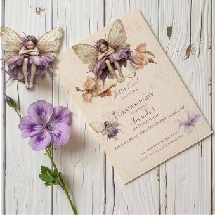 Invitation Fée des fleurs Papillon et Tournure Fille d'annive