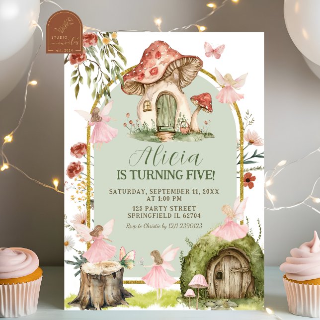 Invitation Fée Enchanted Sage Green Forest Anniversaire (Créateur téléchargé)