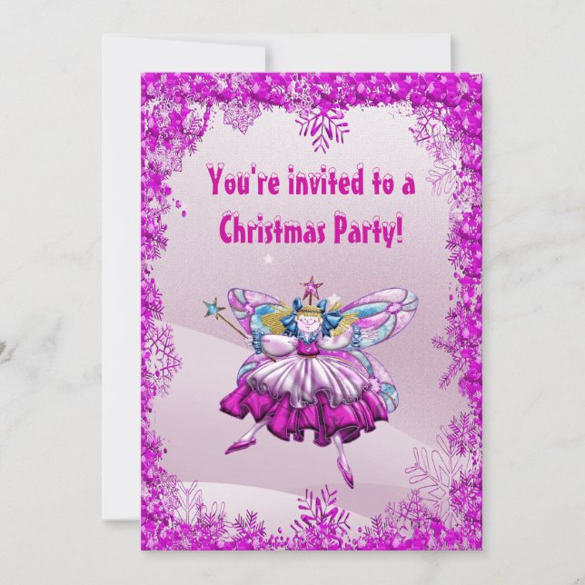 Invitation Fée et séquins de sucre de prune Fête de Noël (Devant)
