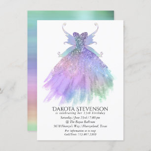 Invitation Fée Ethereal Rainbow Ombre Pastel Sheen