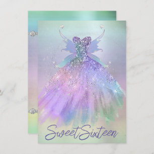 Invitation Fée Ethereal Rainbow Ombre Pastel Sheen