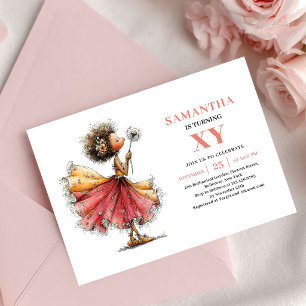 Invitation Fée Étincelante Fille 3ème Anniversaire Rougeur Fl
