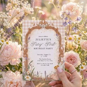 Invitation Fée Fille Premier Anniversaire Jardin Magique