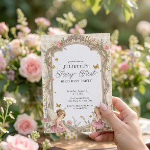 Invitation Fée Fille Premier Anniversaire Jardin Magique