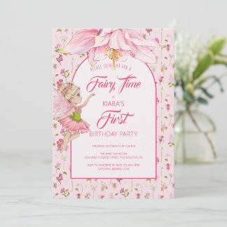 Invitation Fée Fleur Aquarelle Fille Anniversaire