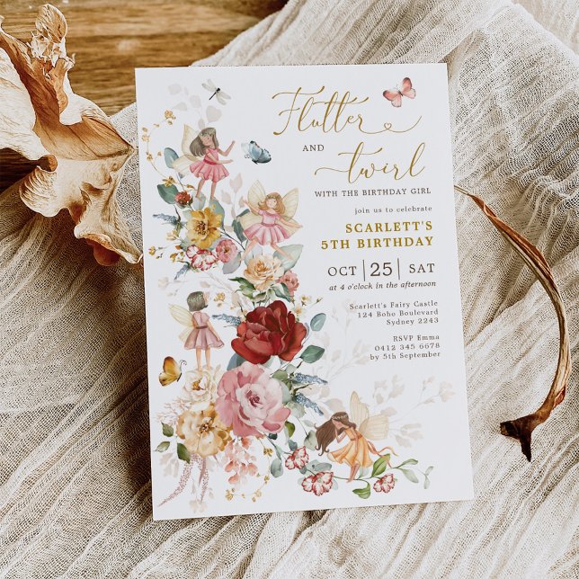 Invitation Fée florale enchantée Jardin Filles Anniversaire (Créateur téléchargé)