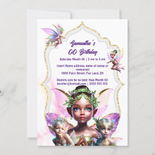 Invitation Fée imaginaire whimsical pixie princesse rose fill