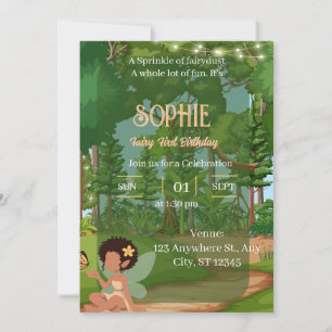 Invitation Fée magique de la forêt avec papillon