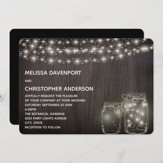 Invitation Fée magique Lights & Mason Jars Mariage Inviter (Devant / Derrière)