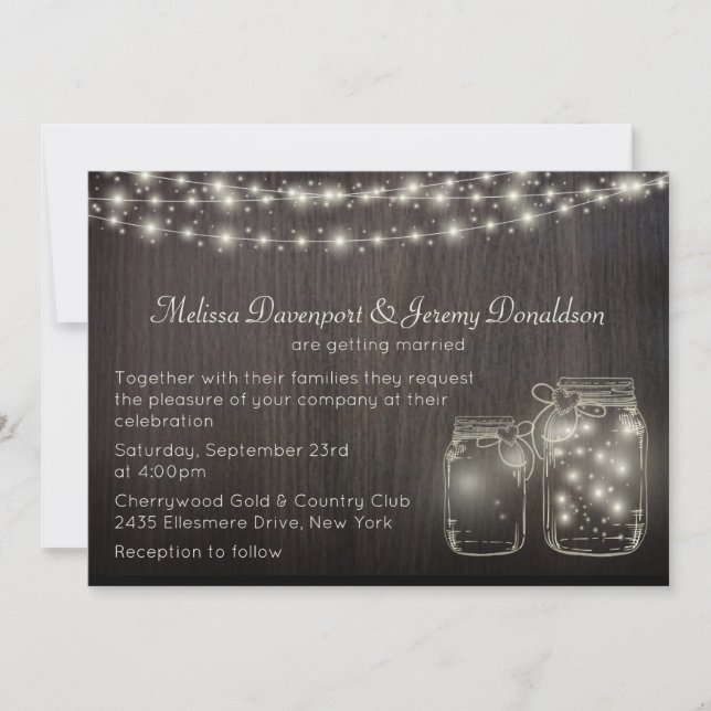 Invitation Fée magique Lights & Mason Jars Mariage Inviter (Devant)