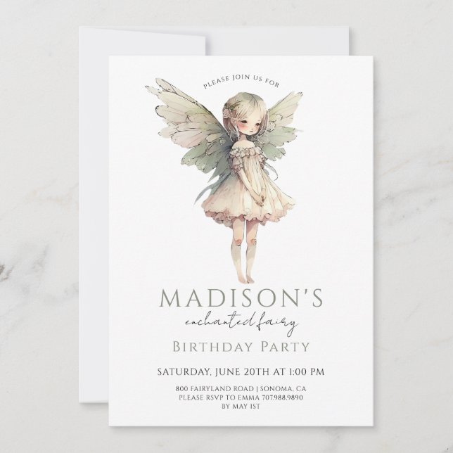 Invitation Fée magique Pixie Fairytale fête d'anniversaire (Devant)