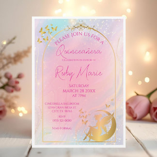 Invitation Fée Or Capriceuse Pixie
