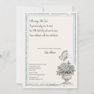 Invitation Fée Papillon Fête de Naissance Cottagecore Coquett
