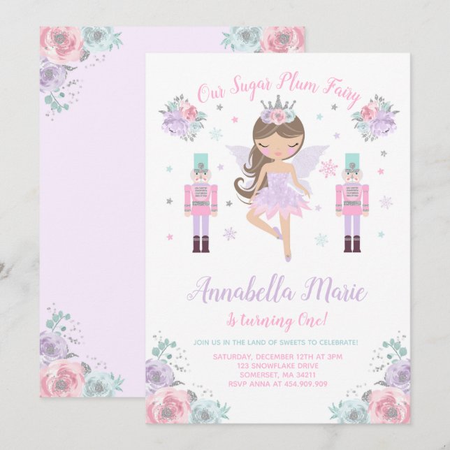 Invitation Fée Plum Sucre Invitation Casse-Noisett (Devant / Derrière)