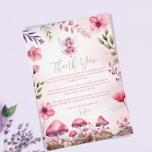Invitation Fée premier anniversaire Enchanted Forest Merci