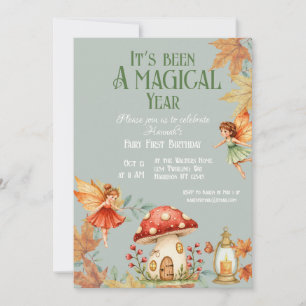 Invitation Fée Premier Anniversaire Magique d'Automne