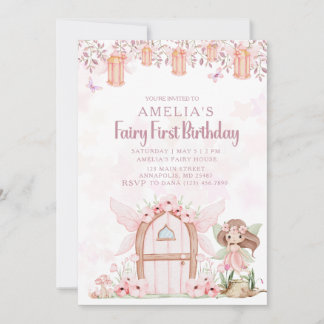 Invitation Fée Premier Anniversaire Personnalisé Fille