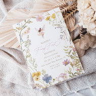 Invitation Fée Première aquarelle Florale Filles 1er annivers