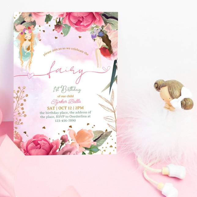 Invitation Fée Première fête d'anniversaire Baby Girl (Créateur téléchargé)