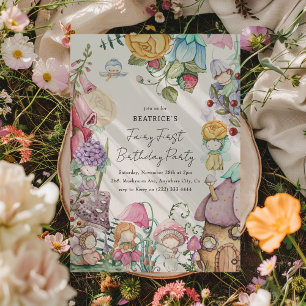 Invitation Fée Première Fête Florale Fées Fille 1er Anniversa