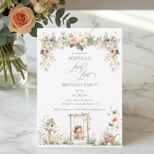 Invitation Fée Première Fille Personnalisation pour Fête d'An