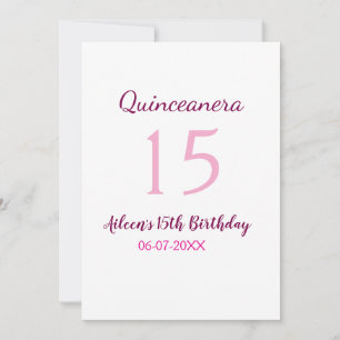 Invitation Fée rose 15e anniversaire simple moder quinceanera
