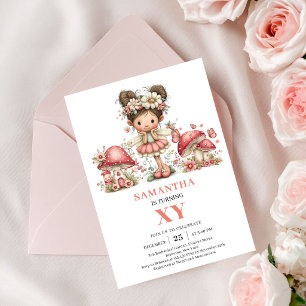 Invitation Fée Tendre 1er Anniversaire Champignon 