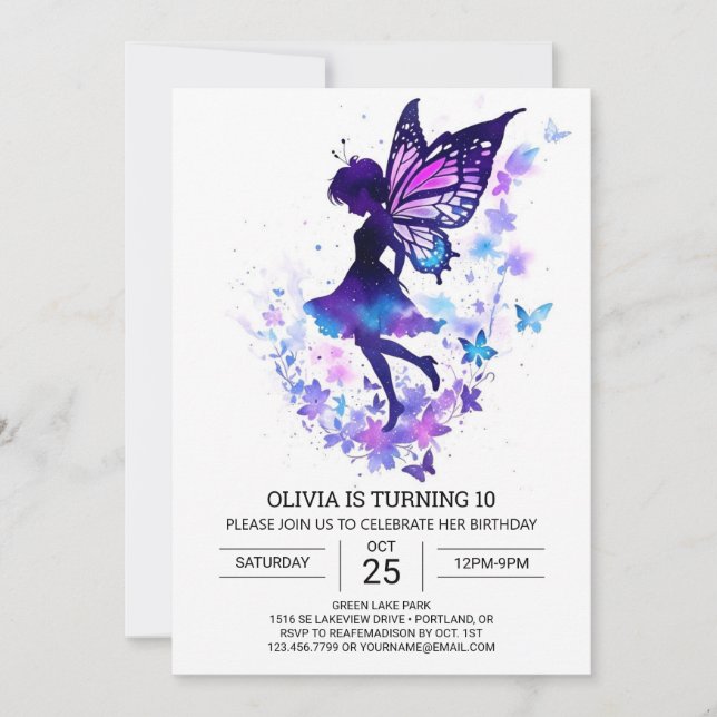 Invitation Fée Whimsical Boho Anniversaire (Devant)