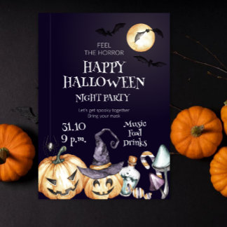 Invitation Feel the Horror Happy Halloween Night Party
