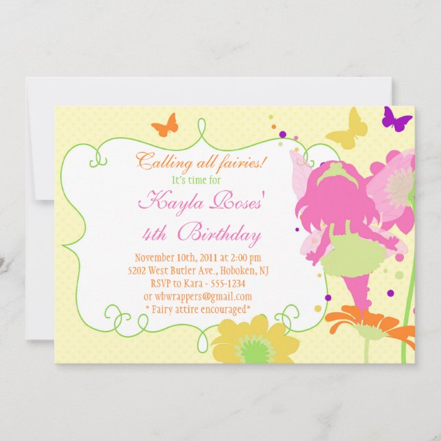 Invitation FÉERIQUE d'anniversaire de RÉCEPTION EN (Devant)