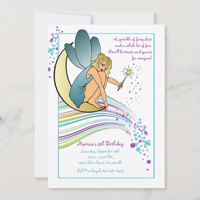 Invitation féerique de fête d'anniversaire de la (Devant)