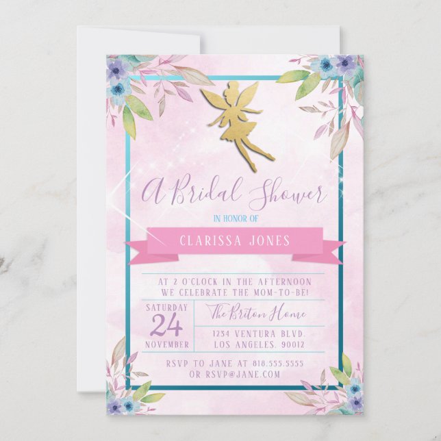 Invitation féerique de Fête de la mariée (Devant)