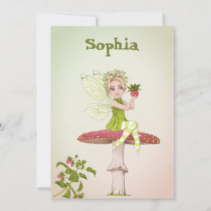 Invitation Fées Filles Age mignonne Vert Anniversaire