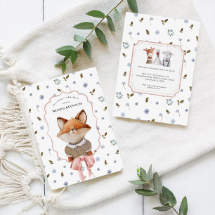 Invitation Fées Sauvages Baby Shower Animaux Vintage