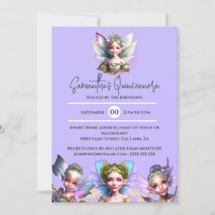 Invitation Fées whimsical filles magiques iridescente violet