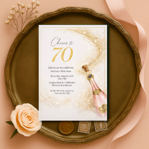 Invitation Félicitations 70e Anniversaire Champagne Rose Gold