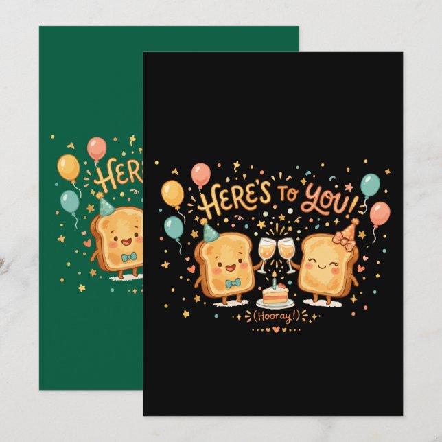 Invitation Félicitations de célébration de toast mignon (Devant / Derrière)