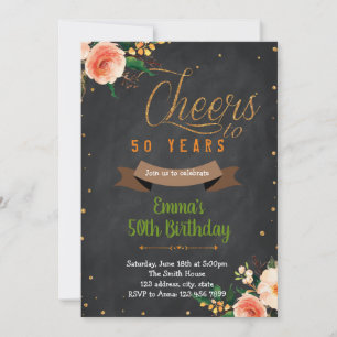 Invitation Félicitations florales pour 50 ans d'anniversaire