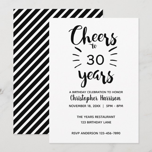 Invitation Félicitations modernes à 30 ans Anniversaire (Devant / Derrière)