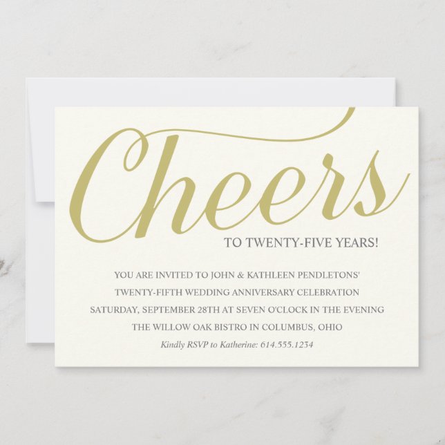 Invitation Félicitations pour les 25 ans de mariage (Devant)