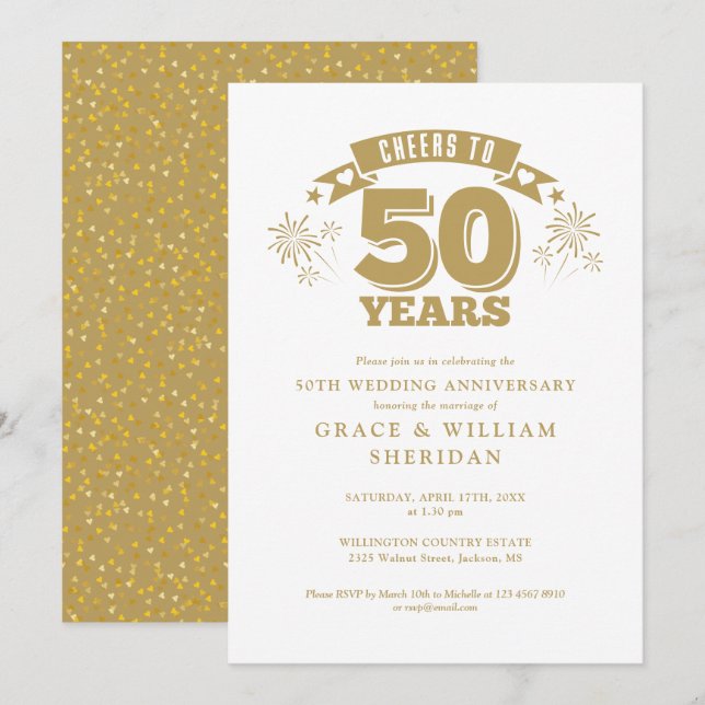 Invitation Félicitations pour vos 50 ans de mariage (Devant / Derrière)