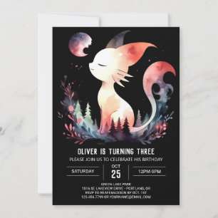 Invitation Feline minimaliste Chat Anniversaire